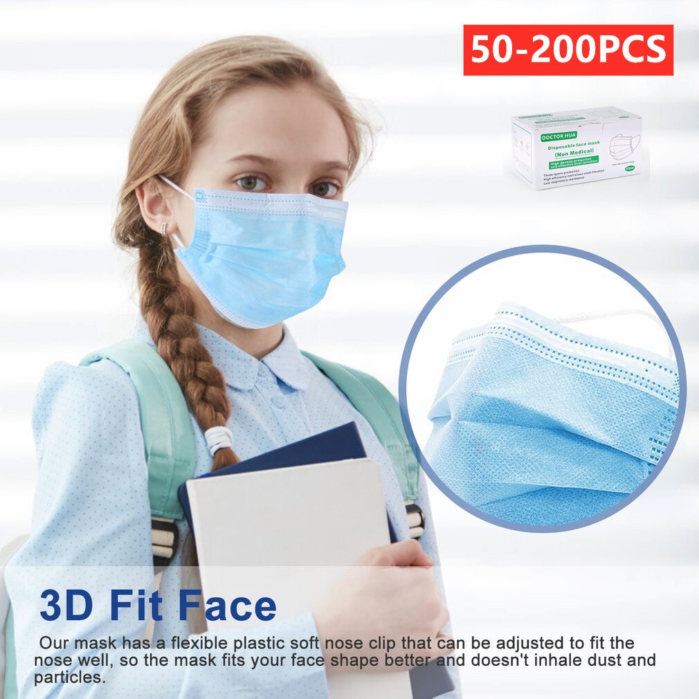 Disposable Mouth Mask 10-200PCS White Black Blue Face Mask Anti Dust 3 Layer Safety Protection Breathable Fashion Mascarillas